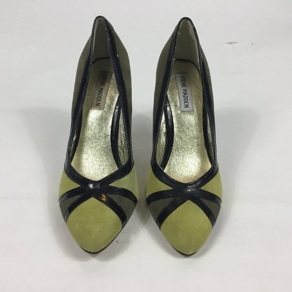Steve Madden Olive Green/Lime Green/Blk Suede High Heel Shoe